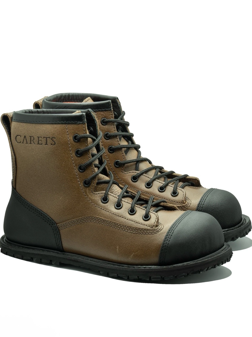 Caret's Men's Brown Leather Work Boots With Black Toe